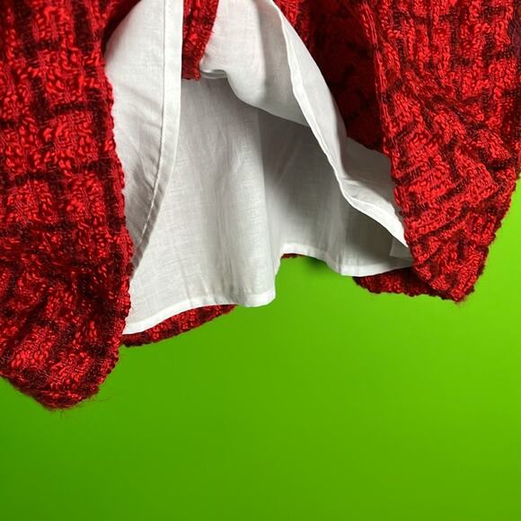 Fanm Mon Samantha Tweed Embroidered Red A-line Mini Dress Size M - Picture 5 of 5